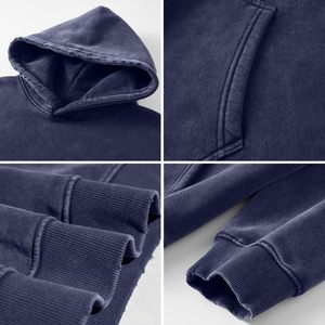เสื้อมีฮู้ดรุ่นเฮฟวี่เวตของผู้ชายเสื้อ400GSM แบบสวมหัวผ้าคอตตอน100% โอเวอร์ไซส์เสื้อฮู้ดฤดูหนาวแบบพรีเมี่ยมโลโก้ออกแบบได้ตามต้องการ - Product Image 3