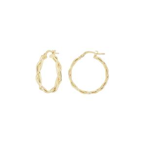 Pendientes de Aro Estilo Trenzado de Alta Calidad al por Mayor, Amarillos, Tres Tubos, 20mm, Chapados en Oro de 18K, Plata de Ley 925 - Product Image 1