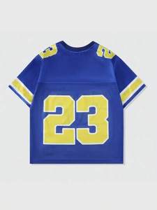 Camiseta deportiva personalizada con cuello en V para hombres y mujeres malla transpirable azul equipo de fútbol americano uniforme sublimación camiseta de fútbol - Product Image 2