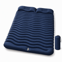 Matelas de camping gonflable double, 7 cm d'épaisseur, avec pompe à pied intégrée, oreiller, imperméable, pliable, léger, pour tente