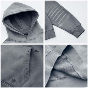 Sudadera con capucha de algodón pesado Retro de alta calidad para hombre, Sudadera con capucha de calle con gráfico de logotipo personalizado, Sudadera con capucha de gran tamaño de otoño - Product Image 2