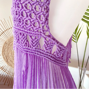 Robe en macramé violet, vêtements de villégiature pour femmes, robe de plage en macramé pour femmes - Product Image 1