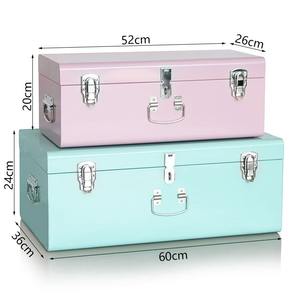 กล่องเก็บของโลหะสีชมพูและสีฟ้าอ่อน พร้อมอุปกรณ์ล็อคสีเงิน - Product Image 5