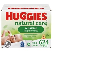 Huggies Toallitas hipoalergénicas para bebés-Cuidado natural, 3 paquetes de recarga, 624 toallitas femeninas de algodón con agua purificada - Product Image 1