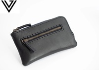 Portefeuille unisexe de luxe en cuir de vachette Nappa véritable, léger, élégant, avec fermeture éclair, anti-RFID, doublure en tissu robuste, court et durable