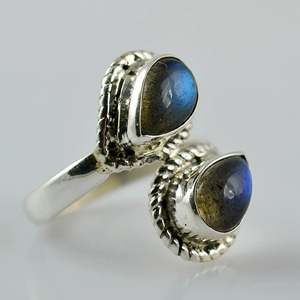 Bague artisanale en argent sterling 925 avec pierre de labradorite taille poire, bijou bohème pierre de naissance de novembre, cadeau d'anniversaire parfait pour elle - Product Image 6