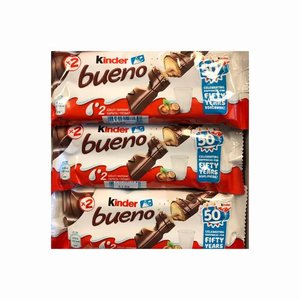 Kinder Bueno บาร์ช็อคโกแลตที่ห่อเป็นรายบุคคลครีมกรอบที่มีรสชาติของนม1.5ออนซ์ต่อแพ็ก30รสหวาน