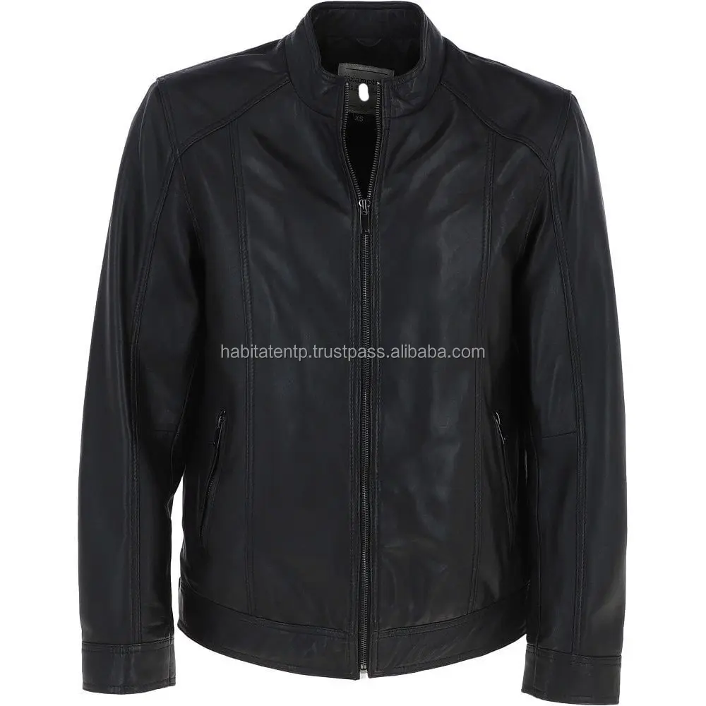 Black Classic Biker Motorcycle Style Real Leather Jacket for Men Shop Store