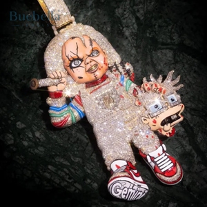 Pendentif en diamant moissanite entièrement serti de luxe, testeur de diamant VVS, argent sterling, pendentif hip-hop à l'aura éthérée - pour cadeau - Product Image 3