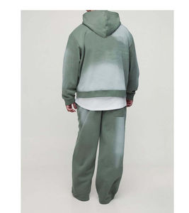 Ensemble de survêtement élégant pour homme en 100 % coton, 2 pièces, avec sweats à capuche unis de haute qualité en molleton épais, respirant pour l'hiver - Product Image 2