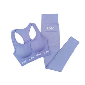 Ropa deportiva personalizada para mujer, conjuntos de Fitness de secado rápido, transpirable, conjunto de ropa activa para mujer, logotipo personalizado, conjunto de ropa de Yoga de Color liso para mujer - Product Image 4