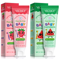Dentifrice pour enfants YECUCE 60g, sans danger à avaler, saveur naturelle de fraise et de pastèque, nettoyage doux pour les soins des dents de bébé