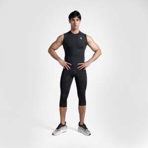 กางเกง GA Compression 3/4 สีดำพร้อมโลโก้ที่เอว - Product Image 4