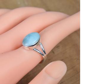 แหวนรูปไข่ลาริมาร์สีน้ำเงิน925สเตอลิงเงินอัญมณีธรรมชาติทำด้วยมือของขวัญหรูหราสำหรับคริสต์มาส - Product Image 3