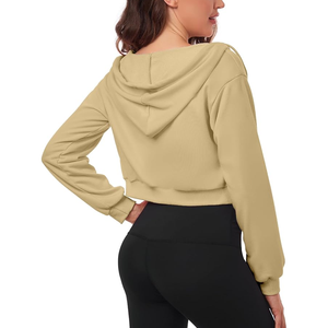 Sudaderas recortadas para mujer Algodón coreano Manga larga Cuello redondo Pullover Crop Tops Oversized Fit - Product Image 5