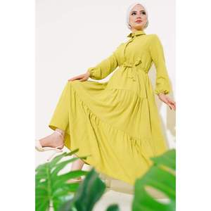 Vestido Terikoton Tejido A Cuadros Verde Aceite - Product Image 4