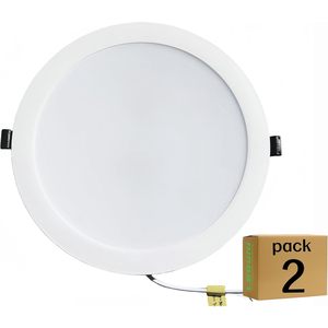 LEDUNI®Confezione da 2 24W 2400LM LED Downlight pannello Redondo Opal Aluminio 220 30hmm IP40 plafoniere 185mm dimensione ritaglio 30hmm - Product Image 1