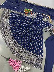 Launching New Designer Party Wear Look Gown Bottom and Dupatta in Fully Heavy 9mm Embroidery Sequence With Attached <b>Pad</b> - Product Image 4