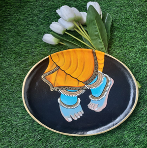 Plaques murales persanes plaque murale en métal autocollant émail fleur autocollant noir plat servant Table haut accessoires de noël en gros - Product Image 4