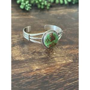 Navajo Handmade Sonoran Mountain Turquoise & Sterling <b>Silver</b> Fashion <b>Cuff</b> <b>Bracelet</b> - Product Image 2