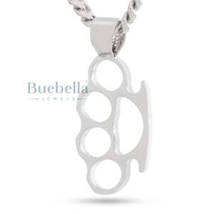 Iced Knuckle Dusters Hip Hop colgante collar Moissanite Bling Mens Streetwear joyería 18K chapado en oro personalizado cadena de moda - Product Image 5