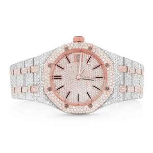 นาฬิกาควอตซ์สุดหรูพร้อมเพชรมอยส์ซอไนต์เต็มรูปแบบและเคสน้ำแข็งเพื่อความเงางามและความสง่างามระดับพรีเมียม - Product Image 6