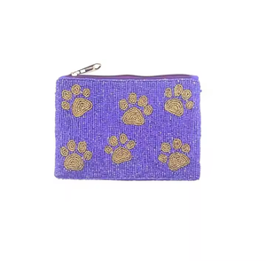 Pochette à monnaie brodée à la main de perles de rocaille avec design de chien Pochettes à monnaie perlées avec nom personnalisé avec broderie colorée - Product Image 1