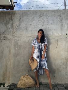 Kaftan fait à la main rouge Tie Dye robe bohème Maxi Kaftan plage couvrir Resort Wear femmes taille libre vêtements de détente - Product Image 5