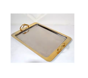 Plateau de service alimentaire en laiton durable et écologique, design Art Déco, pour la décoration intérieure et le rangement de cuisine - Product Image 1