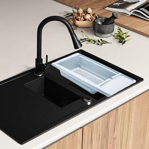 Escurridor de fregadero de plástico sin BPA de 43x26x10,5 cm, cesta colador blanca/verde azulado/rosa, práctico organizador de cocina, estantes de secado - Product Image 3