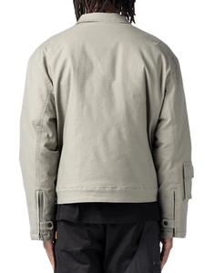 Veste de travail vintage avec doublure en satin pour hommes, logo personnalisé de haute qualité, streetwear, veste de travail en toile avec fermeture éclair et col rabattu - Product Image 5