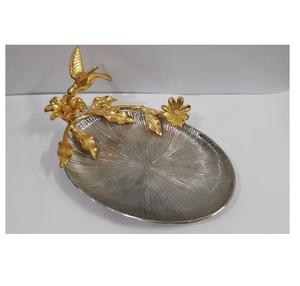 Cena de metal de grado alimenticio que sirve la bandeja de metal de lujo con decoración de flores Golden Best Selling Wedding Used - Product Image 3