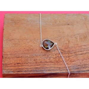 925 Sterling Silver Smoky Quartz <b>Bracelet</b> with Faceted Smoky Topaz Gemstone <b>Ball</b> Charm Gift for Her-BR0137-GS - Product Image 5