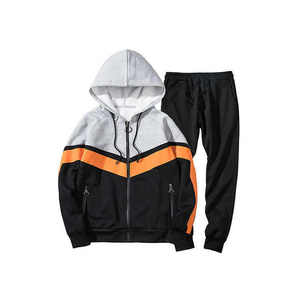 Ensemble de survêtement de sport pour hommes, sweat à capuche à manches longues, pantalon de jogging à coupe ajustée, pantalon complet pour hommes, survêtement à rayures - Product Image 1