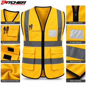 Chaleco de seguridad de malla personalizado con la marca de la empresa para programas de adquisición de uniformes de construcción - Product Image 6