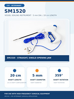 YYF SM1520 Scelleuse-coupeur vasculaire laparoscopique vétérinaire 5mm 20cm à embout droit, réutilisable, autoclavable, forceps bipolaire pour la chirurgie