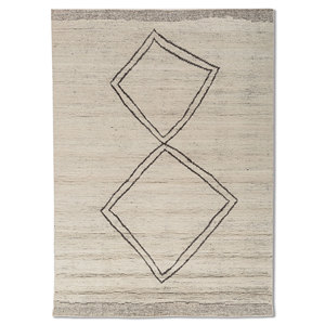 Alfombras de Lana Tejidas a Mano Manifest Ivory para el Hogar, Estilo Boho Geométrico para Sala de Estar, Entrada, Pasillo, Rectangulares, Tipo Rompecabezas, Tamaño 9x12 -REB-1171 - Product Image 1