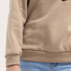 เสื้อสเวตเตอร์คอกลมปักสีบล็อกคอกลมผ้าโพลีเอสเตอร์สำหรับฤดูหนาว - Product Image 5