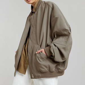 Chaqueta Bomber Extra Grande para Mujer con Estampado Personalizado / Servicio OEM a Precio de Fábrica, Chaqueta Cortavientos Impermeable Informal y Acogedora para Invierno - Product Image 3