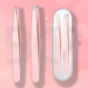 1 Set Pink Stainless Steel Eyebrow Tweezers with Storage Case, High Hardness Hair Removal Tweezers Beauty <b>Makeup</b> <b>Tool</b> - Product Image 5