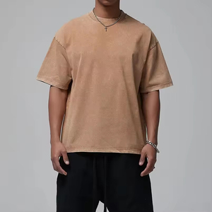 T-shirts pour hommes en coton 100% à coupe régulière, logo personnalisé, streetwear, impression graphique de haute qualité, lavage à l'acide brun, écologique, respirant - Product Image 4