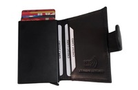 Dompet pria, Logo kustom, dompet lipat tiga, kulit biji penuh, ramping, Minimalis, tipis, penyimpan kartu penghalang RFID