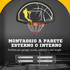 Sportnow <b>Basketball</b> <b>Hoop</b> for Children and Adults Indoor and <b>Outdoor</b> in Steel PE 110x90x70 cm Black Yellow Model A61-033V00OG - Product Image 4