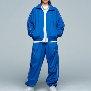 Combinaisons de survêtement en polyester à col rabattu pour femmes, veste à fermeture éclair, pantalon 100% polyester, survêtement d'hiver et d'été pour femmes - Product Image 6