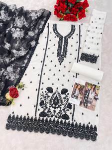 Rich Party & Reception ไซส์ M ถึง XXL วัสดุกึ่งตะเข็บคอลึกปักความยาวเข่า salwar & plazzo with dupatta - Product Image 5