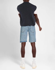 Pantalones cortos para hombre 2025 High Street Custom Baggy Pantalones cortos de mezclilla transpirables para hombres Jeans de calle desgastados con bolsillo bordado - Product Image 2