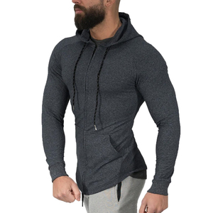 NOUVEAU HOMMES GRANDE TAILLE LONG COTON SWEATSHIRT GYMS FITNESS BODYBUILDING WORKOUT HOODIES CASUAL FASHION ZIPPER SPORTSWEAR SURVÊTEMENTS - Product Image 1