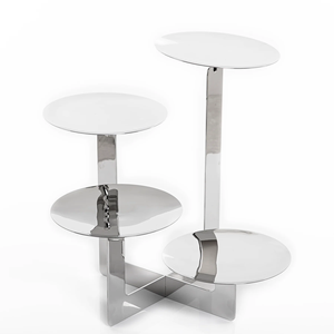 Thiết kế mới nhất Màu bạc Thép không gỉ <span class=keywords><strong>4</strong></span> <span class=keywords><strong>Tier</strong></span> bánh hiển thị máy chủ tùy chỉnh kích thước và hình dạng sô cô la đứng với số lượng lớn - Product Image 1