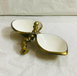 Bol de service en aluminium pour bonbons aux noix pour hôtels Bol à dessert de mariage élégant à 2 sections Offre Spéciale bol à chocolat pour les portions de traiteur - Product Image 4