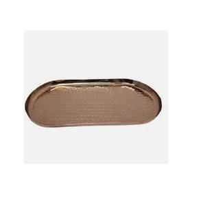 Bandeja de servicio para el hogar, bandeja de servicio de cobre martillado hecha a mano de cobre, forma redonda ecológica pura - Product Image 6